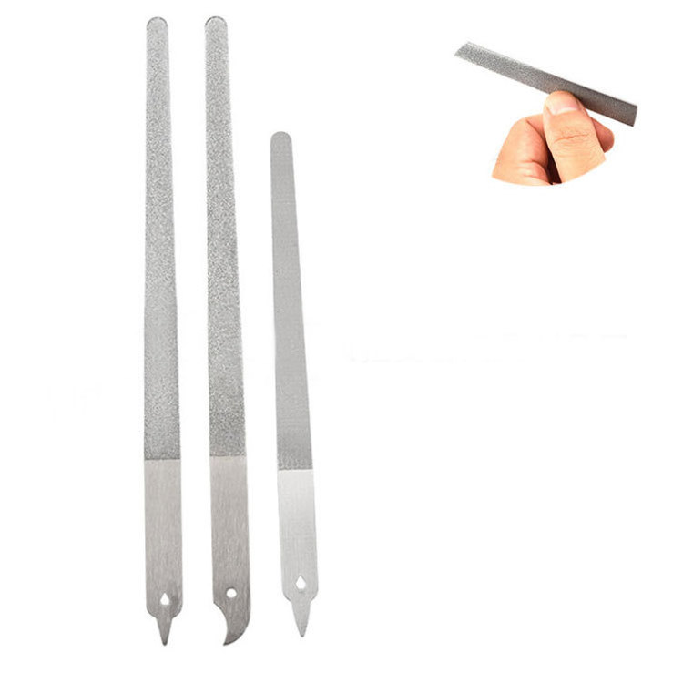 WELLFLYER SSNF-073 Pointed  with holes stainless steel double-sided nail file nail tool Manicure scrub bar straight file