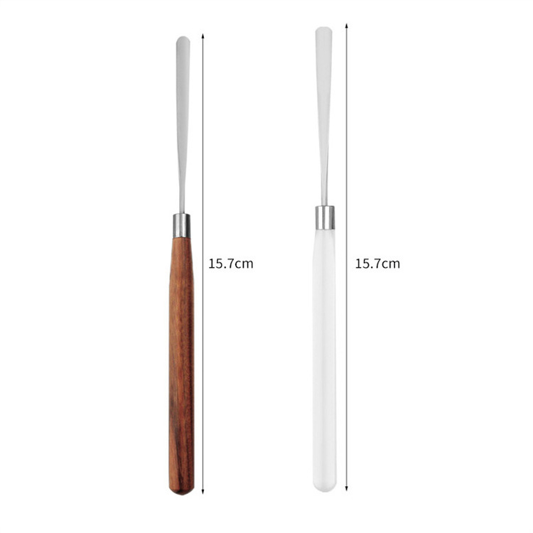 WELLFLYER PM-263 New Nail Glue Mixing Sticks Stainless Steel Wood Handle Multifunctional Thin Flexible Color Glue Mixing Rod