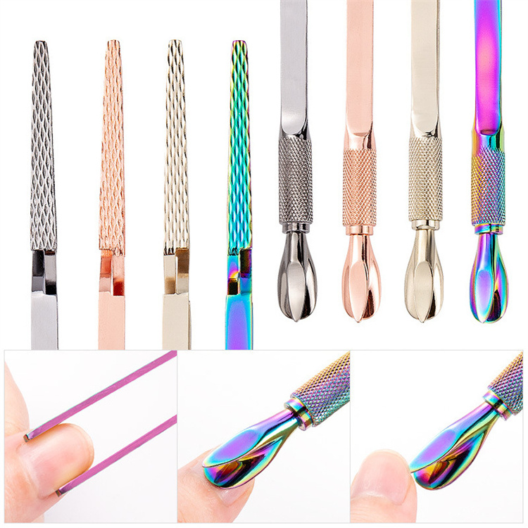 WELLFLYER PM-223 Stainless Steel Nail Tweezers Cuticle Pusher Nail Art Tool False Nail Extension Kits Manicure Customizable Logo