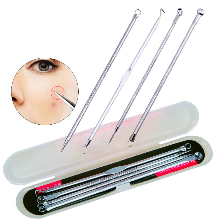 WELLFLYER ARN-002 4-in-1 Professional Pimple Extractor Acne Comedone Removal Tool Set Blackhead Remover Kit