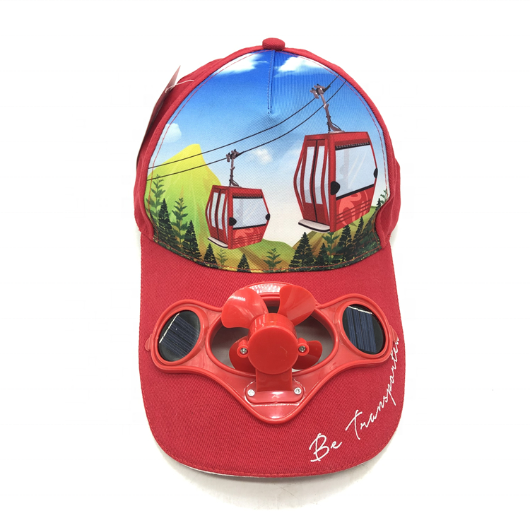 2024 Custom logo Sun Visor Hat Powered Cooling Solar battery powered Fan Baseball Caps