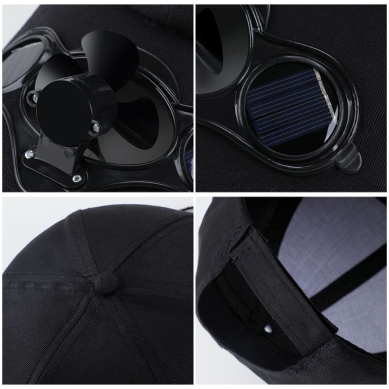 2024 Custom fashion 6 panel Sun Visor Hat Powered Cooling Solar Fan Baseball Caps