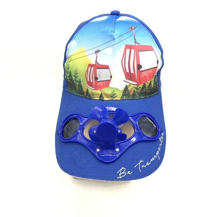 2024 Custom logo Sun Visor Hat Powered Cooling Solar battery powered Fan Baseball Caps