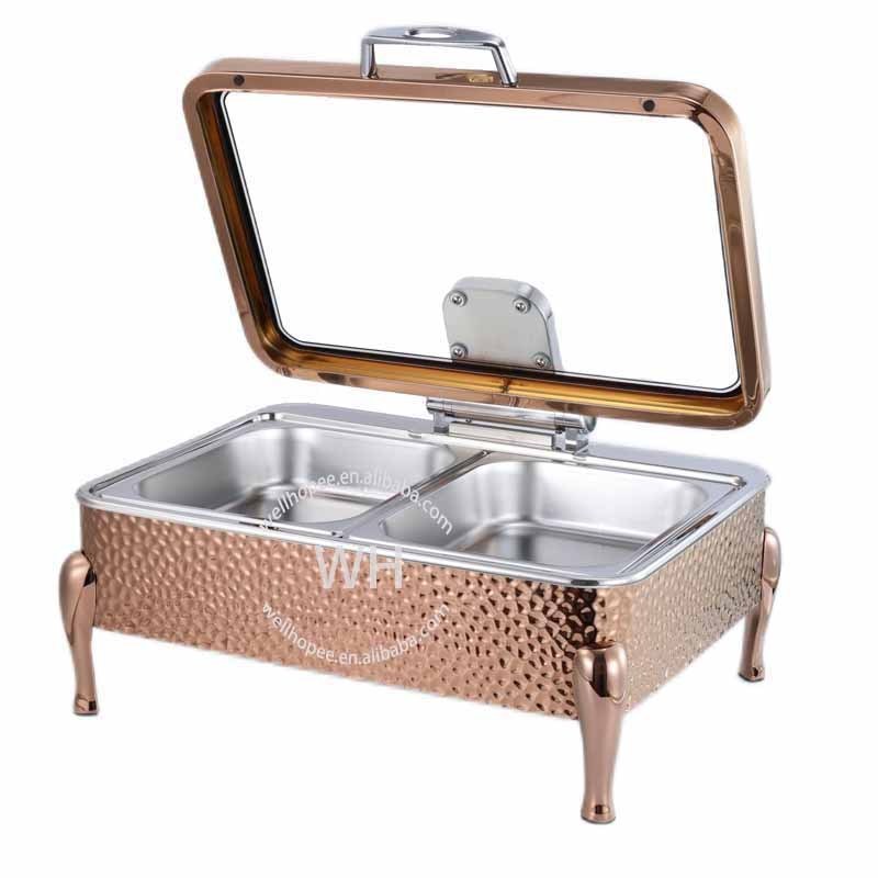 food warmer set stainless steel 304 deluxe rose gold chaffing dish hammered table top food warmer