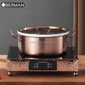 Buffet equipment restaurant round food warmer hammered indian copper chafing dish buffet set