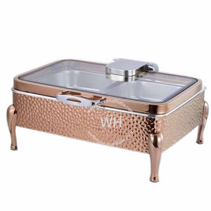 food warmer set stainless steel 304 deluxe rose gold chaffing dish hammered table top food warmer