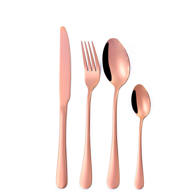 OEM customized faqueiro hotel cutlery restaurant dinner set 4pcs stainless steel bulk gold flatware