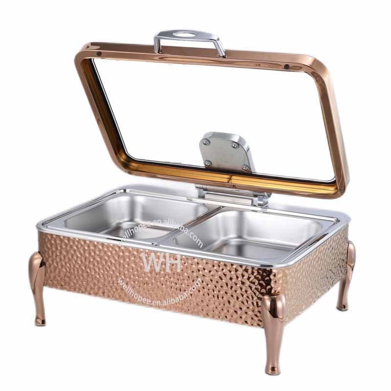 food warmer set stainless steel 304 deluxe rose gold chaffing dish hammered table top food warmer