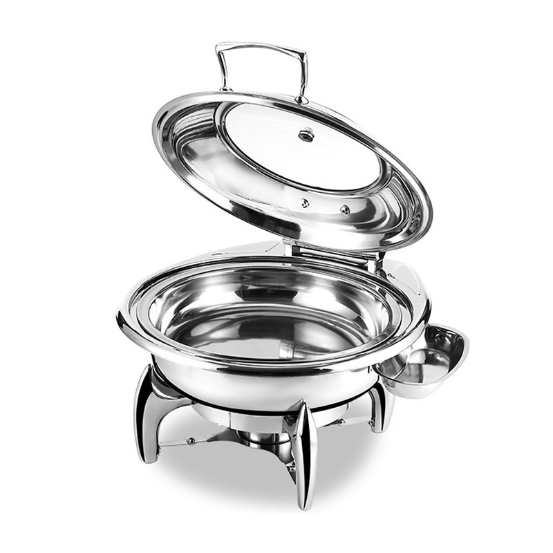 Stainless steel food warmer round chafing dish 4 Litre round chafing dish with Fuel candle food warmer