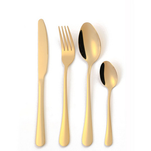 OEM customized faqueiro hotel cutlery restaurant dinner set 4pcs stainless steel bulk gold flatware