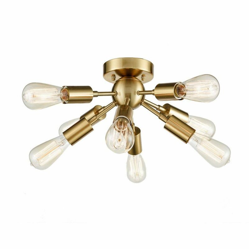 Vintage Brass Sputnik Light 8-Light Flush Mount Ceiling Light