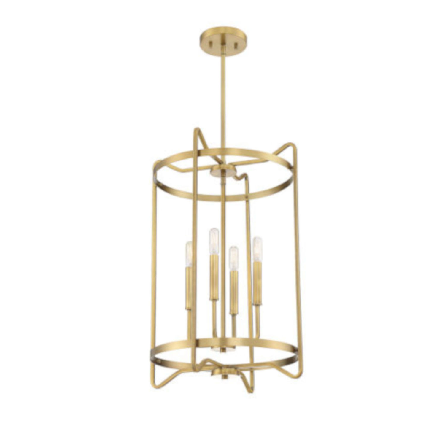 4 Light 16 inch Warm Brass Foyer Ceiling Light