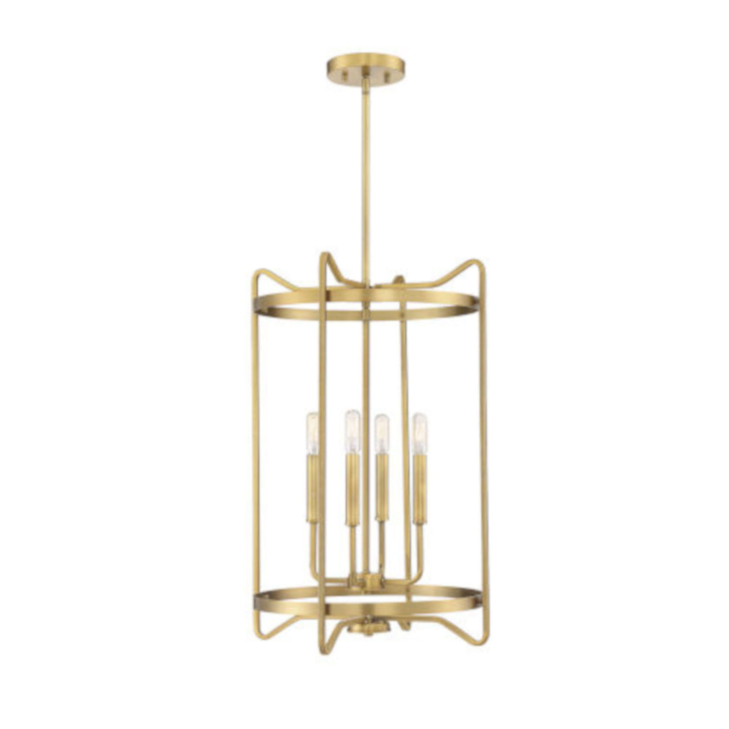 4 Light 16 inch Warm Brass Foyer Ceiling Light