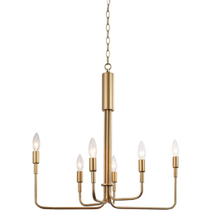 Modern Farmhouse Chandelier 6-Light Brass Gold Candlestick Chandelier Foyer Island Pendant Light