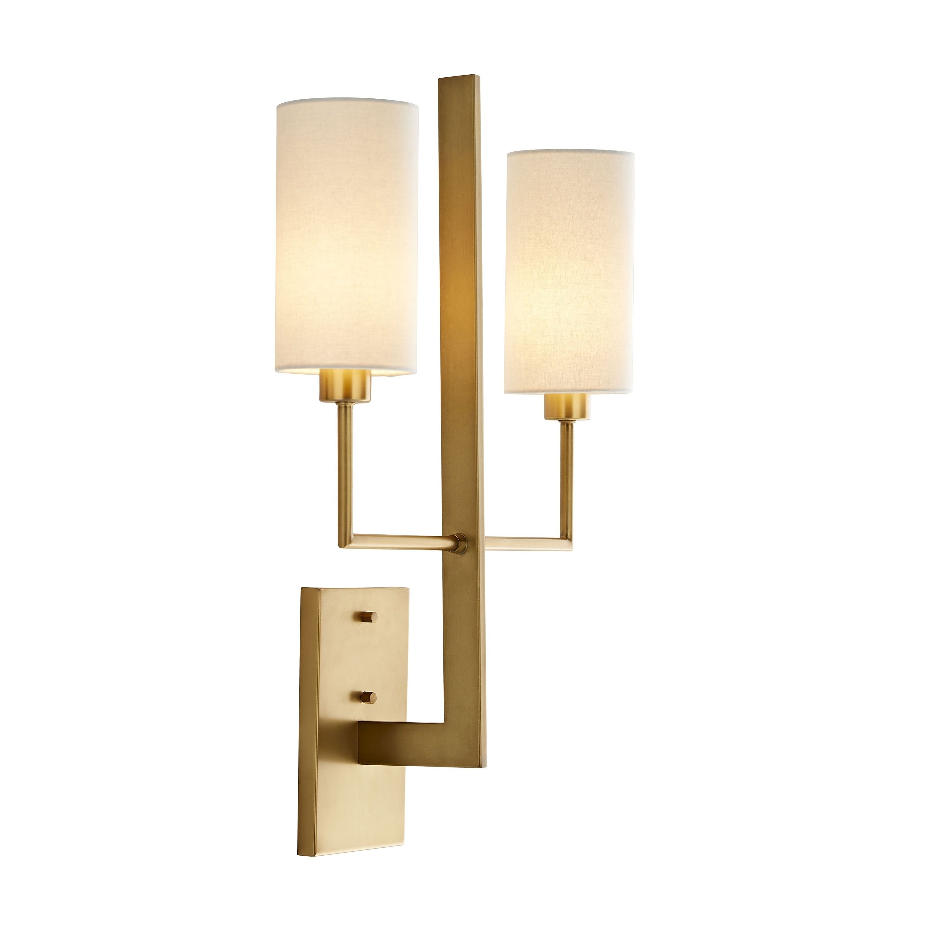 Decorative 1-Light Brushed Nickel Swing Arm Sconce with White Fabric Shade wall lamp for hotel bedroom lighting fixture