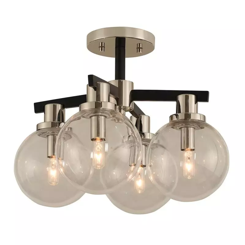 Modern Farmhouse Luminous 4-Light Cylinder Clear Glass Small Semi Flush Mount Ceiling Light Fixtures