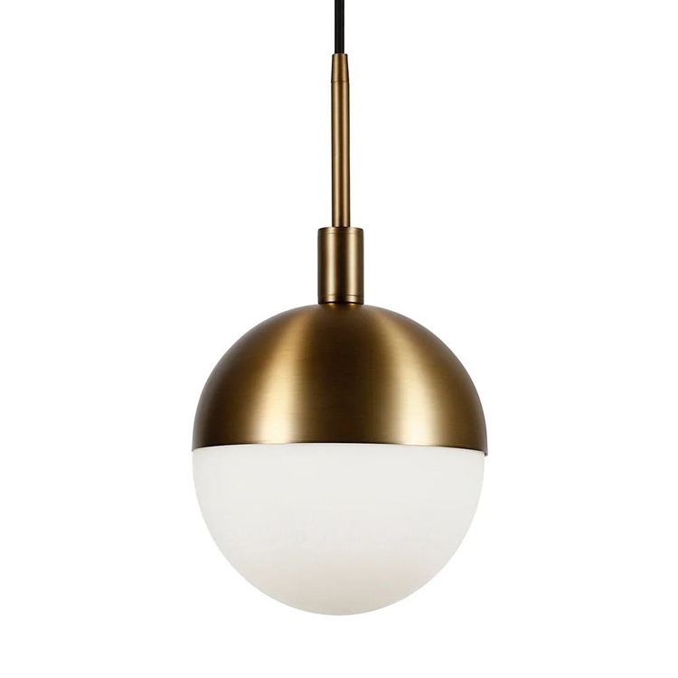 Minimalist Restaurant Fixed Round Lamp Gold Cover White Glass Lampshade Mounting Bracket Ring Hanging Ceiling Light