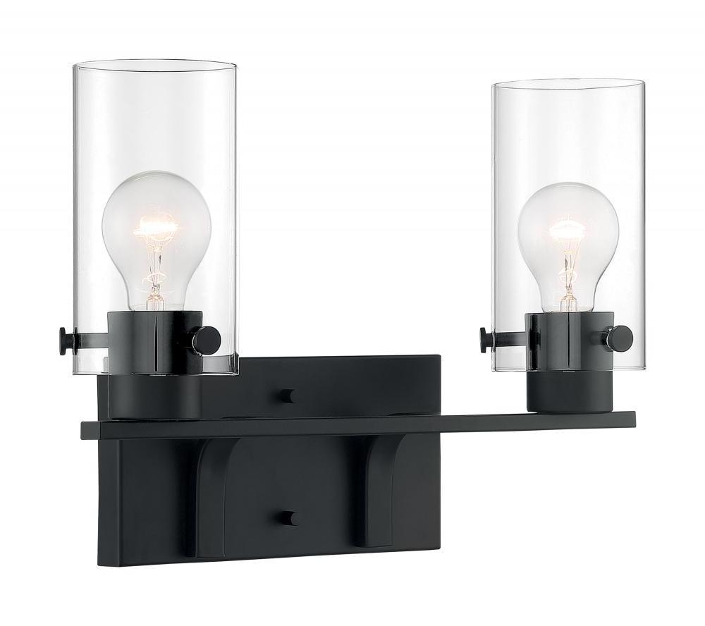 Modern Black Wall Sconces Set of Two Industrial Bathroom Vanity Wall Light Fixtures with Glass Shade Indoor Led Wall Lights