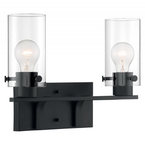 Modern Black Wall Sconces Set of Two Industrial Bathroom Vanity Wall Light Fixtures with Glass Shade Indoor Led Wall Lights