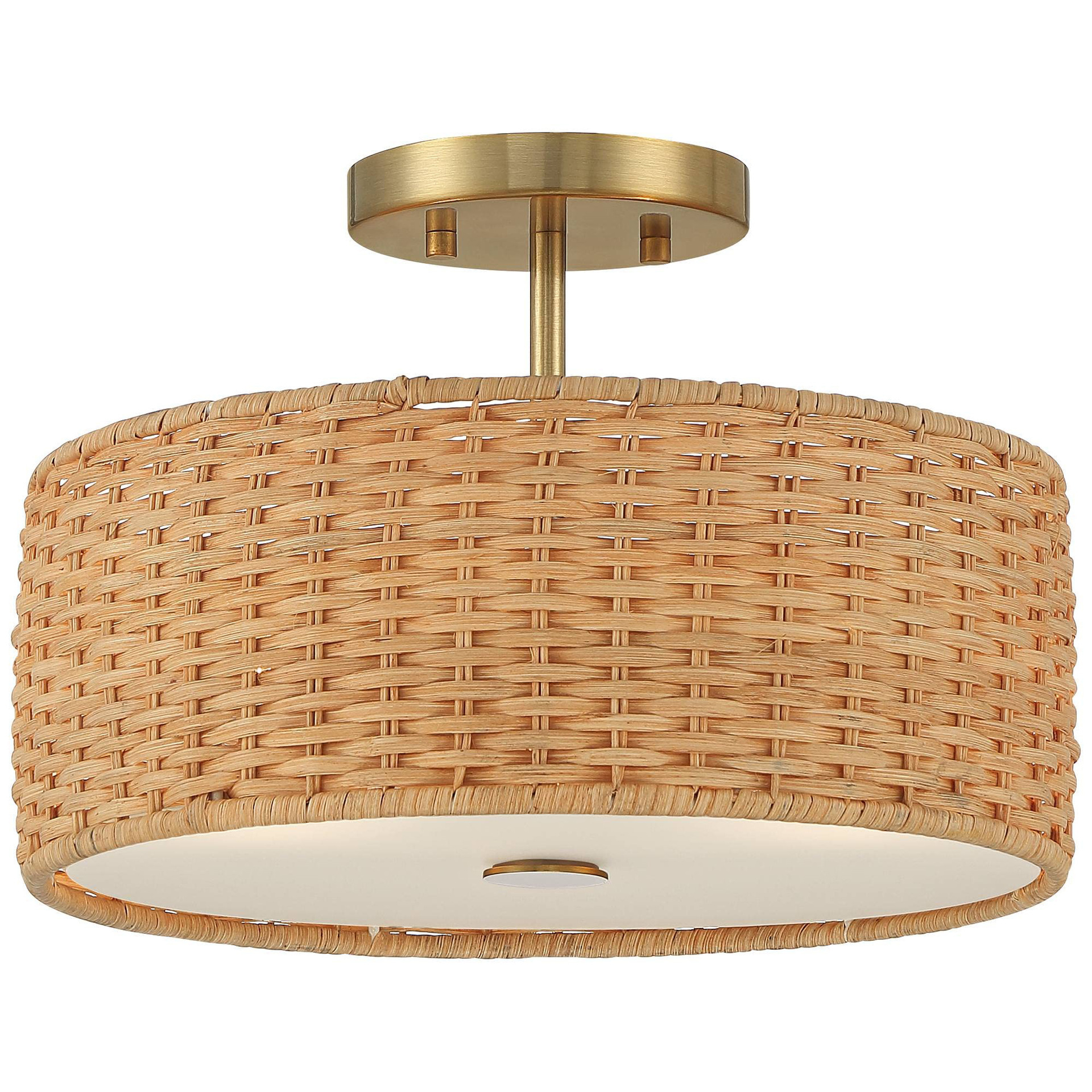 Retro Rope Braided Farmhouse Pendant lamp Popular Rustic Rattan Semi-Flush Mount Ceiling Lights