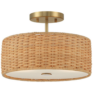 Retro Rope Braided Farmhouse Pendant lamp Popular Rustic Rattan Semi-Flush Mount Ceiling Lights