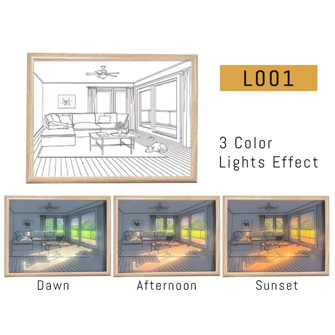 Decorative Led Picture Lamp Photo Frame Wall Art Light LED Light Painting Frame 3D Illusion LED USB Plug-in Wooden