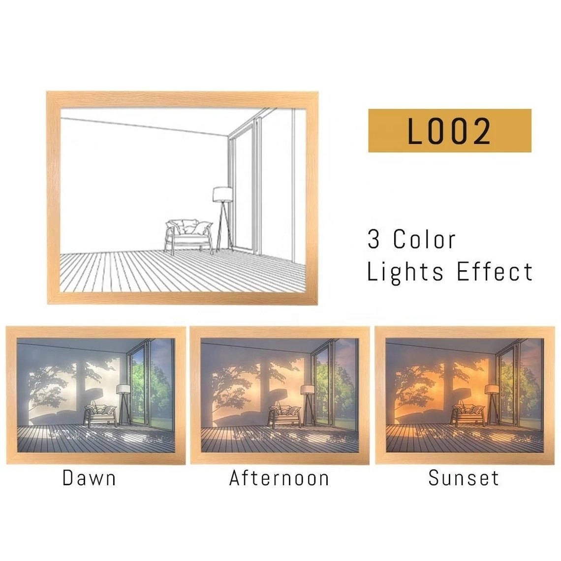 Decorative Led Picture Lamp Photo Frame Wall Art Light LED Light Painting Frame 3D Illusion LED USB Plug-in Wooden