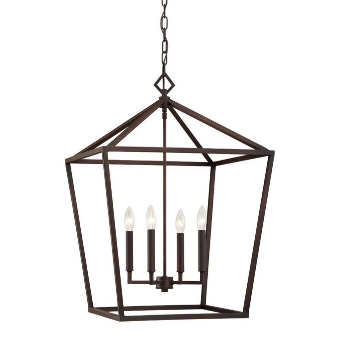 4-Light Black Farmhouse Pendant Lighting Industrial Retro Birdcage Chandelier for Kitchen Island Bedroom Living Room Entryway