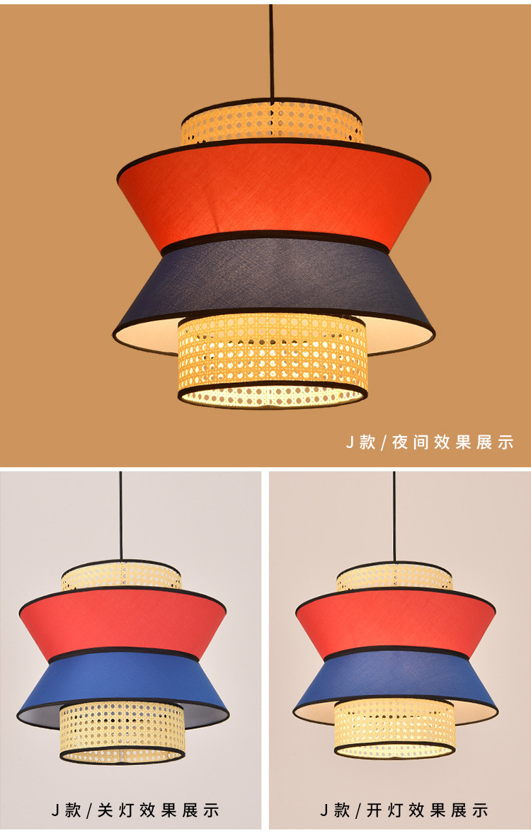 Hand-Woven Bamboo Rattan Pendant Light,Natural Bamboo Lantern Pendant Cage,Classic Rattan Light Pendant Fixtures