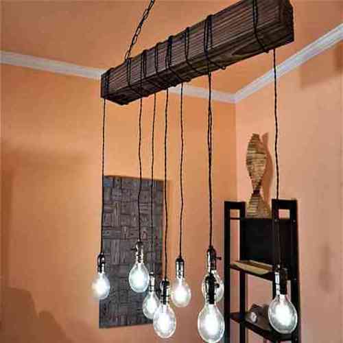 Rustic Black Metal Hanging Pendant Light with 6/ 7 / 8  E26 Bulb Sockets Painted Finish