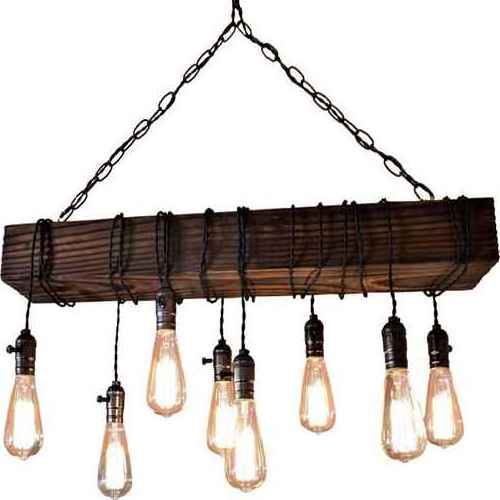 Rustic Black Metal Hanging Pendant Light with 6/ 7 / 8  E26 Bulb Sockets Painted Finish