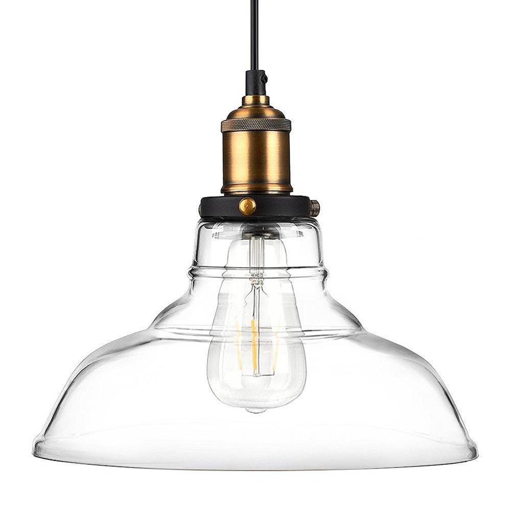 Modern Industrial Vintage Glass Hanging Chandelier Light LED Battery Operated Kitchen Island Dining Pendant Lighting