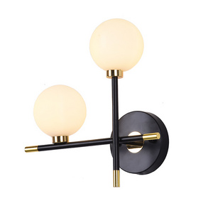 Antique Small Wireless Shade Vintage European Bright Led Indoor Degree Glass Gold Living Room Light Bathroom Hotel Wall Lamp