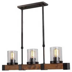 Industrial Wood Hanging Lighting Modern Chandelier Light LED Battery Operated Pendant Light