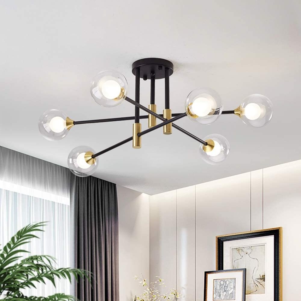 Nordic Modern Living Room Design Color Clear Pretty 6pcs Bulbs Ceiling Lighting Chandeliers