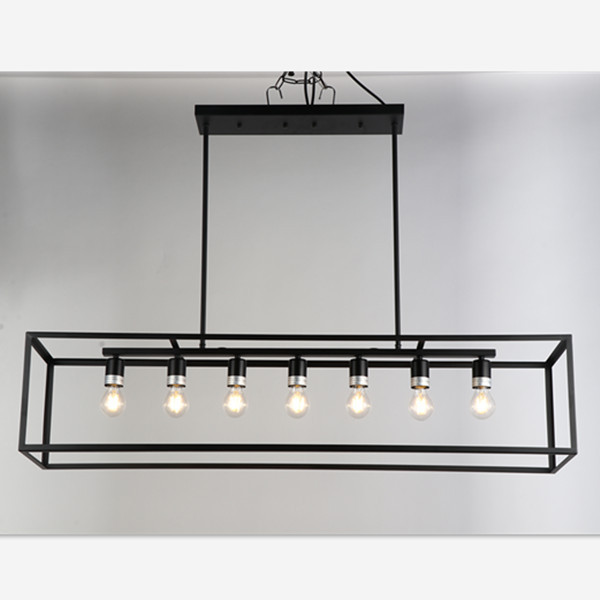 Rectangular Farmhouse Ceiling Lights Metal Modern Linear Kitchen Island Industrial Retro Pendant Lights Chandeliers