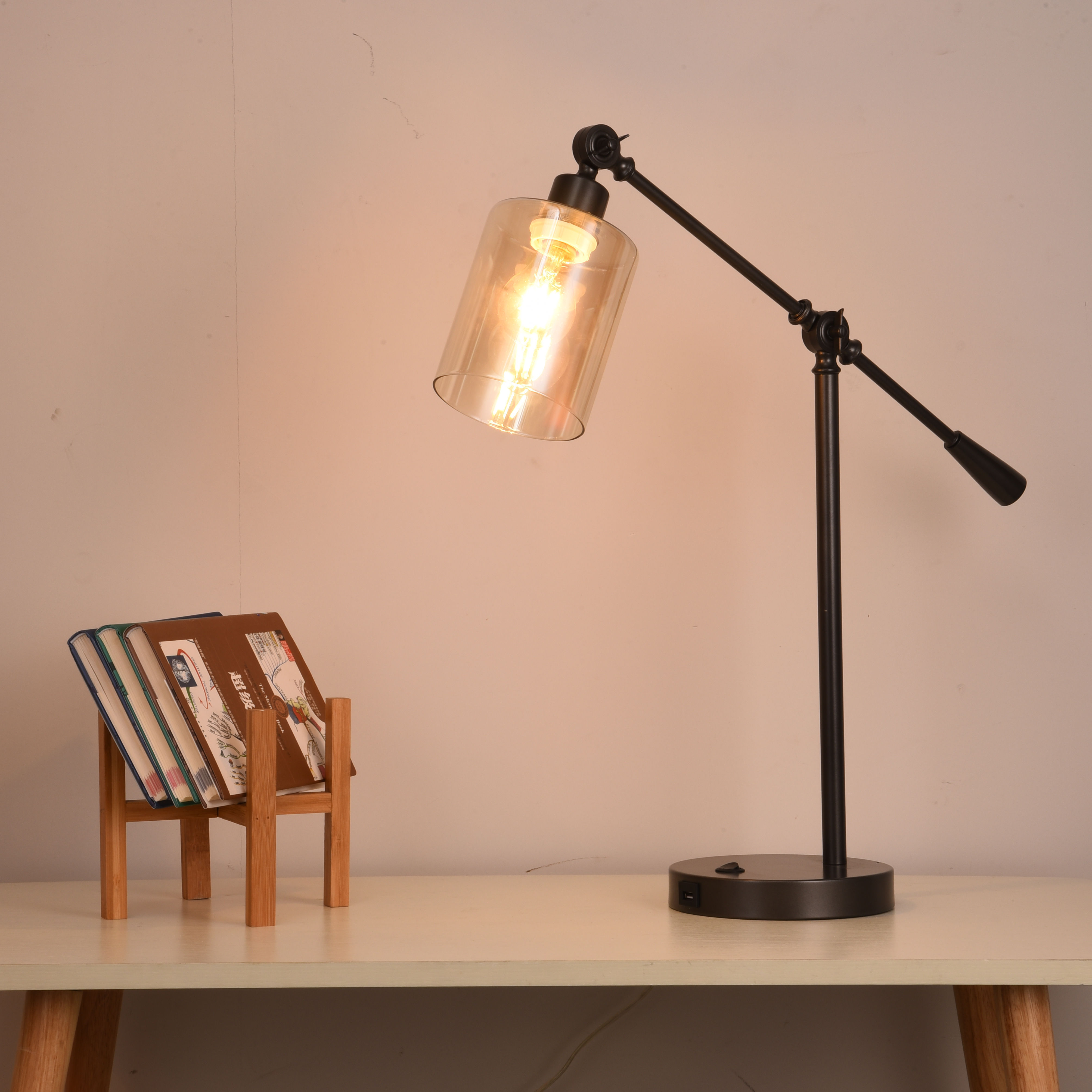 Adjustable Task Table Desk Lamp With USB Port And LED Light Bulb