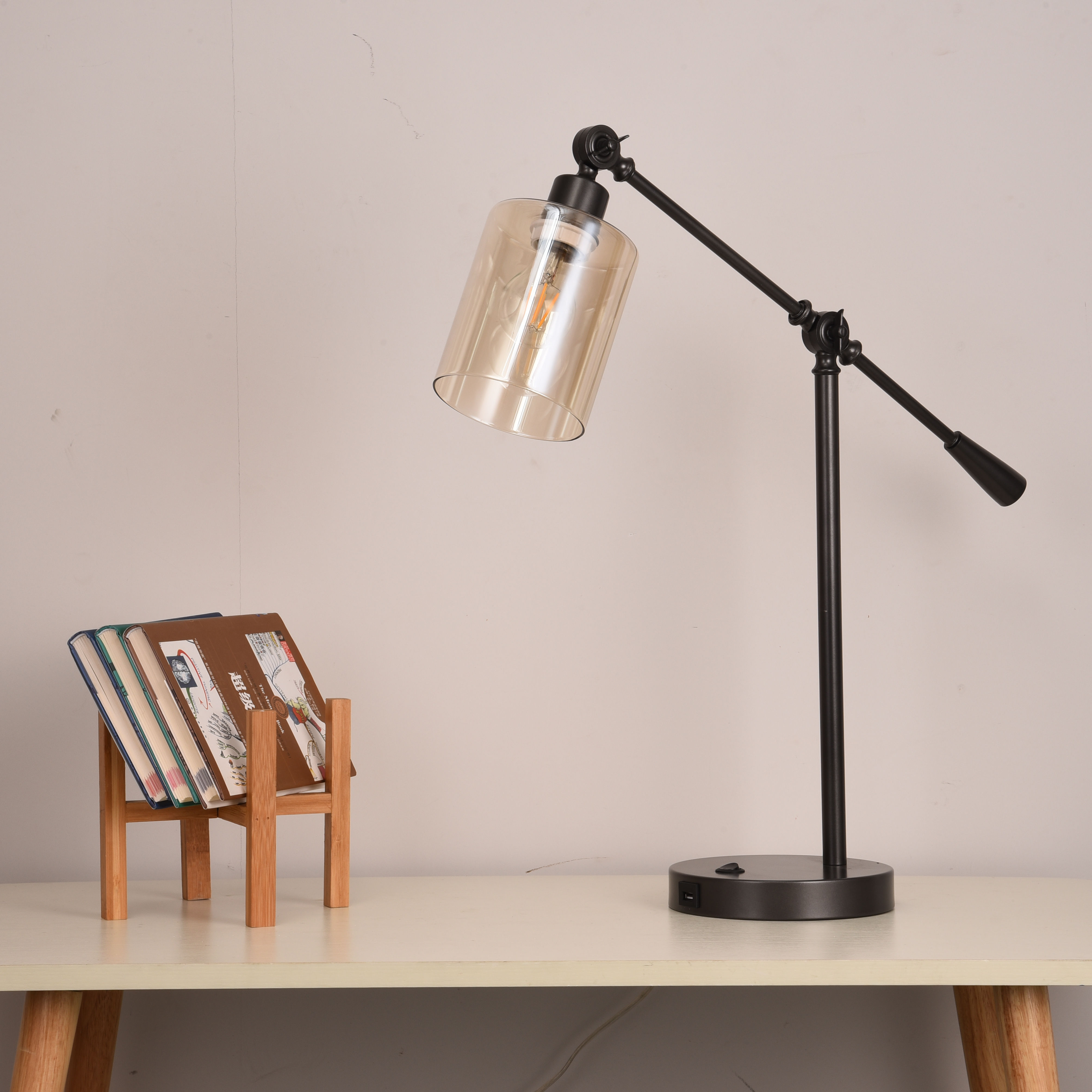 Adjustable Task Table Desk Lamp With USB Port And LED Light Bulb