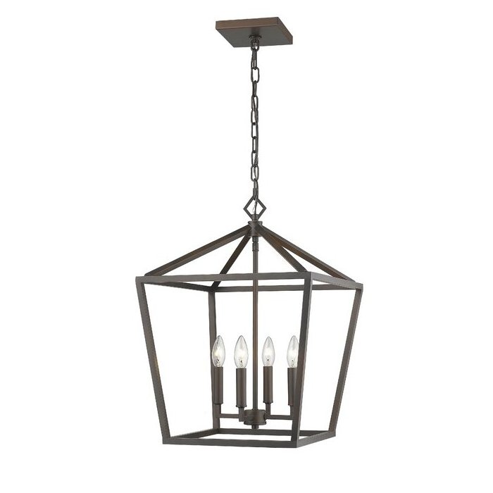 4-Light Black Farmhouse Pendant Lighting Industrial Retro Birdcage Chandelier for Kitchen Island Bedroom Living Room Entryway