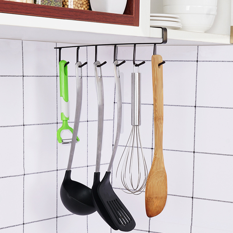 Multi-functional under cabinet perforation-free hanging utensil kitchen storage rack