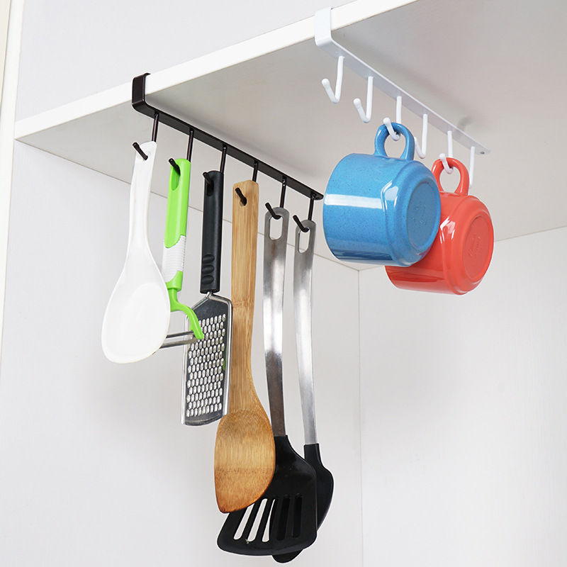 Multi-functional under cabinet perforation-free hanging utensil kitchen storage rack