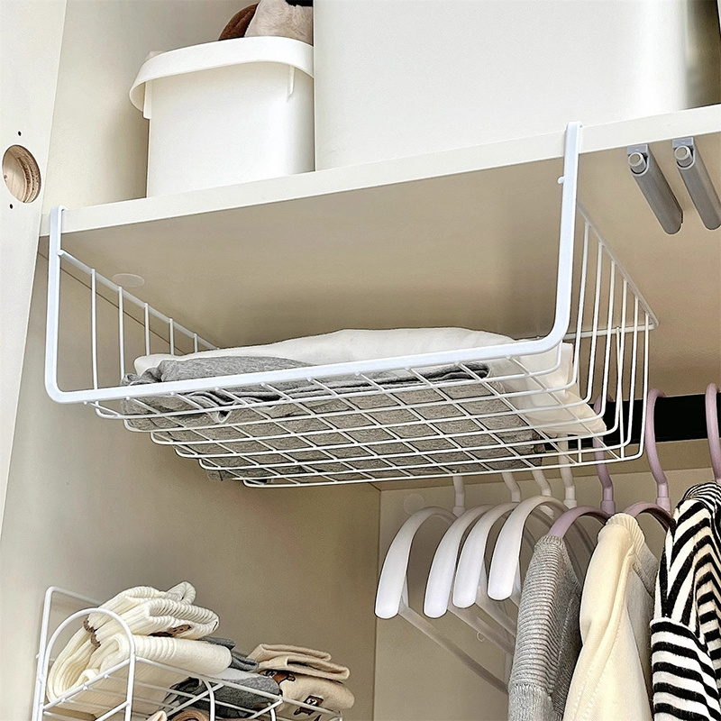 Premium iron wire multifunctional undershelf hanging storage basket