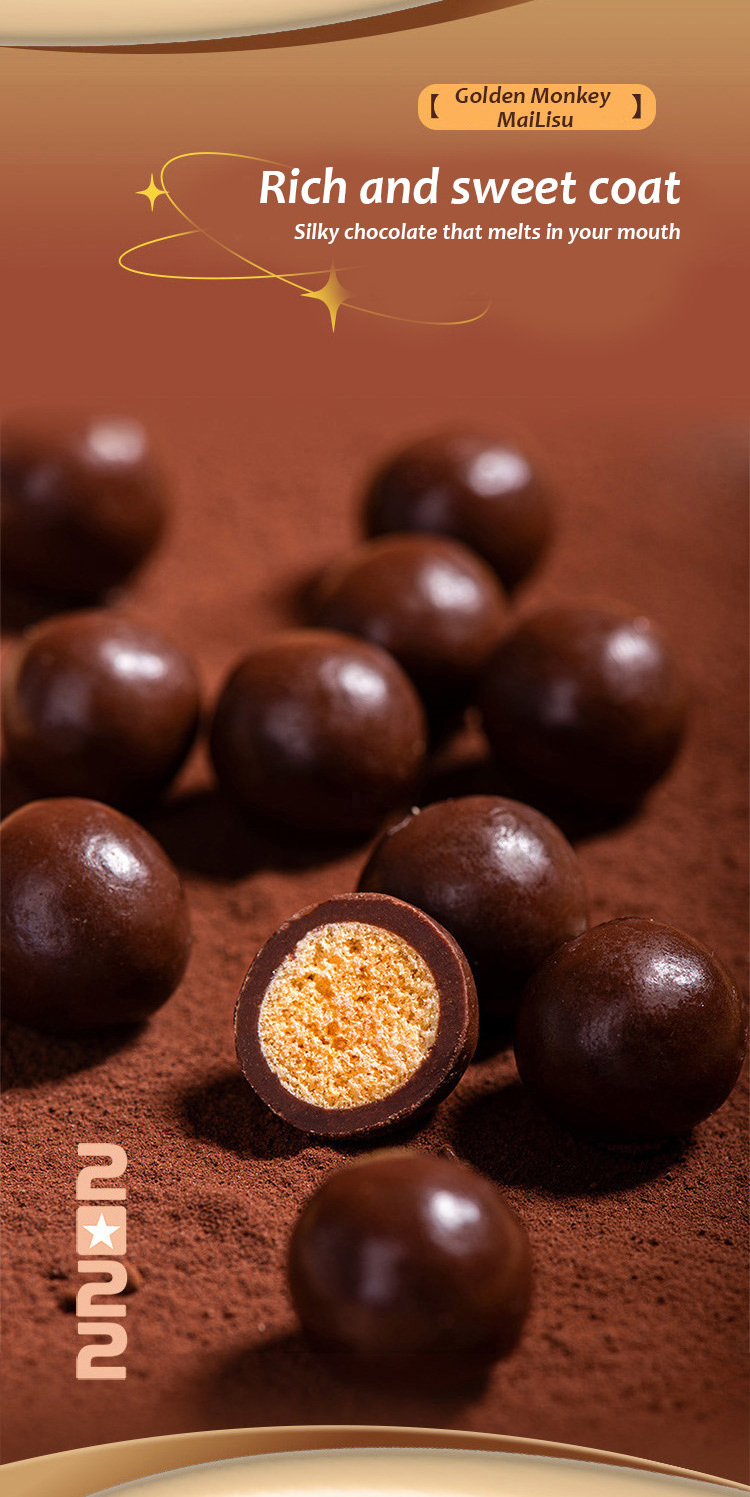 Golden Monkey 128g Crispy Chocolate Balls Exotic Mailisu Candy with Chocolate Flavor Delicious Exotic Snacks