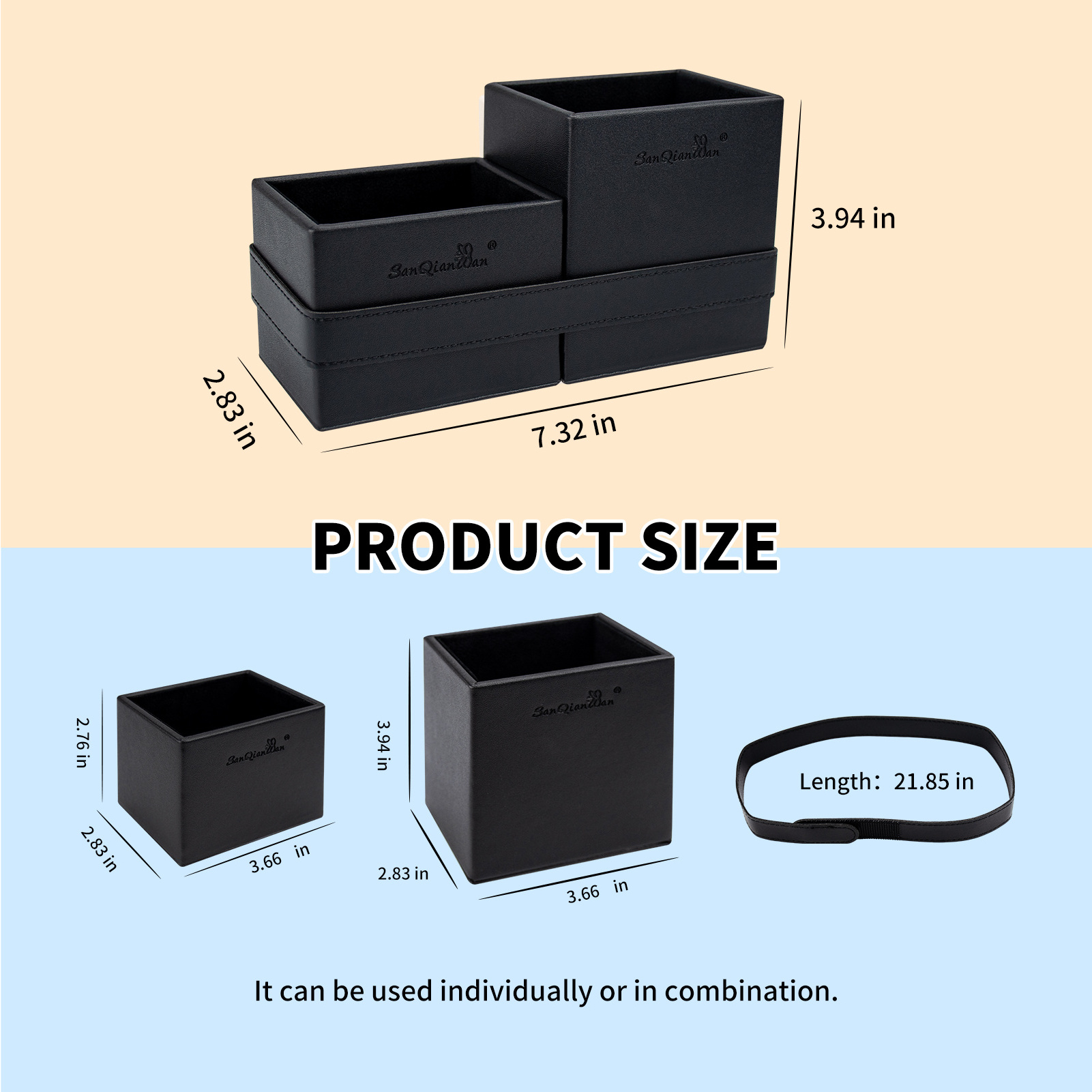 Multifunction Leather Storage Boxes Office Desk Accessories Black Leather Pen Pencil Holder Sundry Storage Box