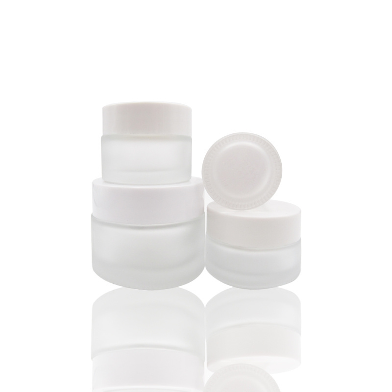 Empty Skincare Glass Cream Jar Round 1oz 2 Oz 5ml 30ml 60ml 50ml 100ml 200ml Custom Frosted Glass Cosmetic Jar With Lid