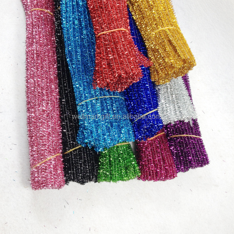 6mm 30cm Christmas Festival Holiday Wedding  Party DIY Wire Foil Glitter Tinsel Chenille Stem