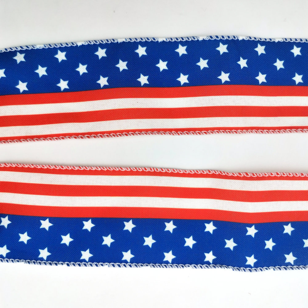 America Flag Stars Stripes red white blue patriotic ribbon American flag wired ribbon for 4th of July Independence Day Ribbon