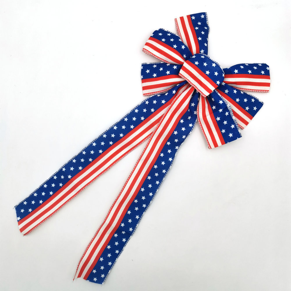 America Flag Stars Stripes red white blue patriotic ribbon American flag wired ribbon for 4th of July Independence Day Ribbon