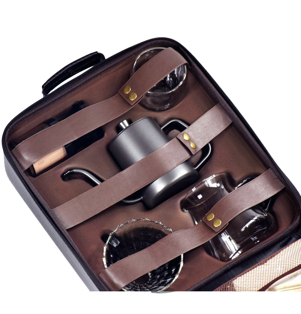 Hot Sale Coffee Travel Bag Gift Box Set Grinder Pot Kettle Hand Brew Coffee Kit Pour Over Coffee maker set