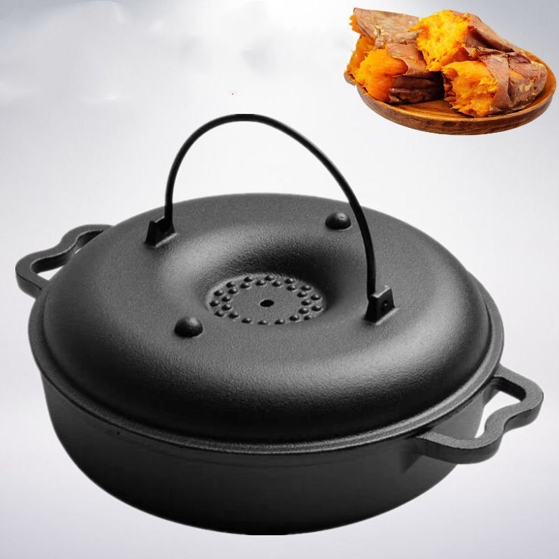 2024 New Factory direct supply cast iron baked sweet potato pan pot Oven Door Baked Potato Ovens With Lift Tool enamel  pot